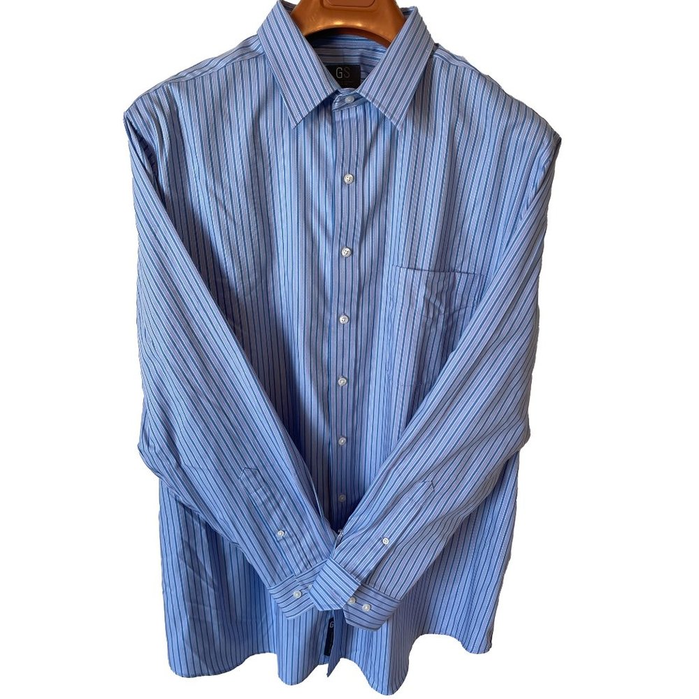 Gold Series Big and Tall Wrinkle-Free Cool & Dry Stripe Dress Shirt Size 18.5